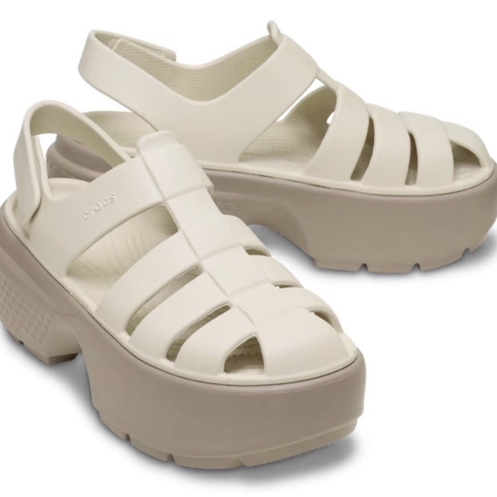 Crocs Stomp Fisherman Sandals Almond Tint Chunky Platform Women’s 7